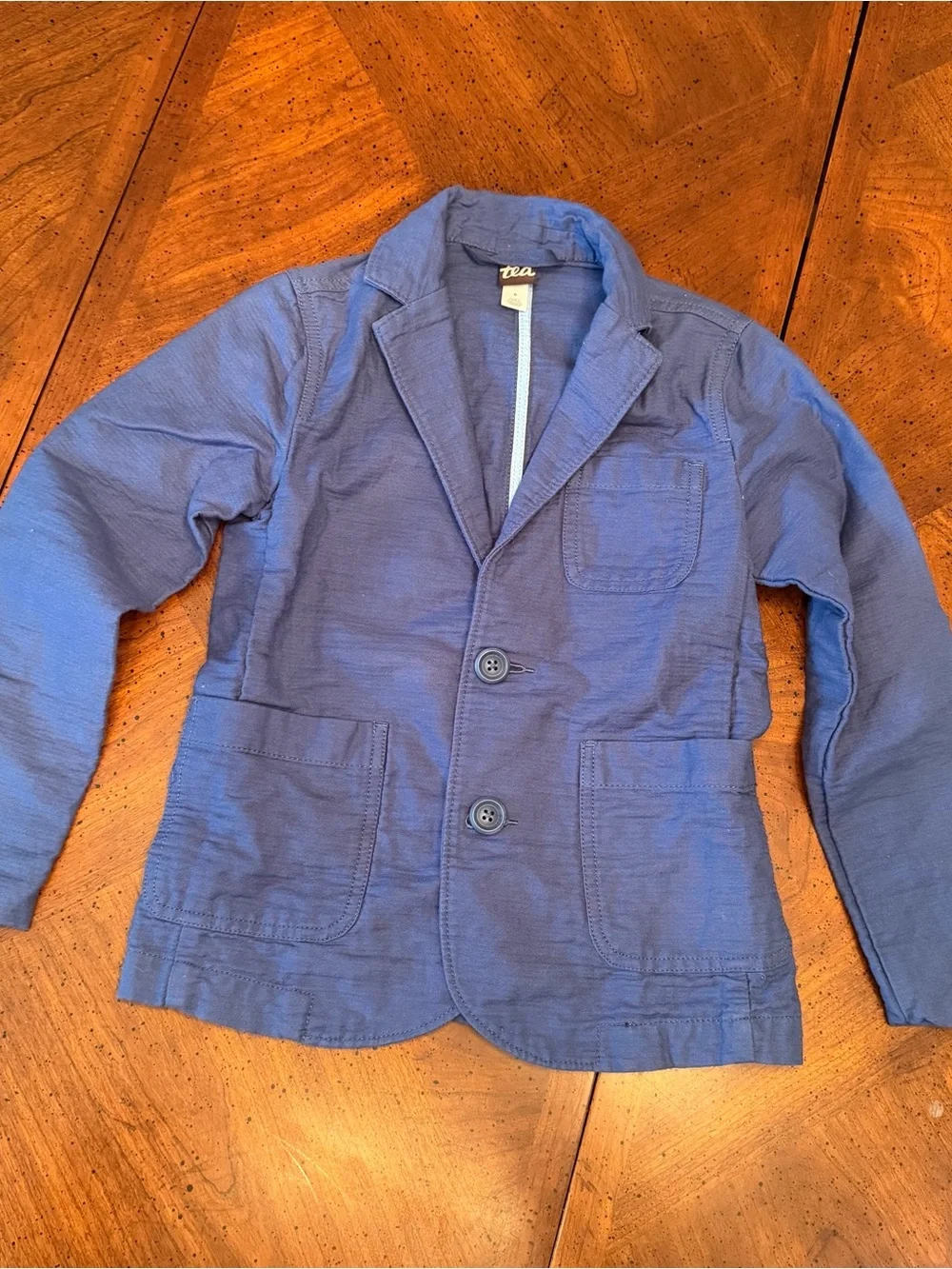 Tea Collection Boys Blue Blazer Jacket Size 6 Cotton Preppy Sport Coat